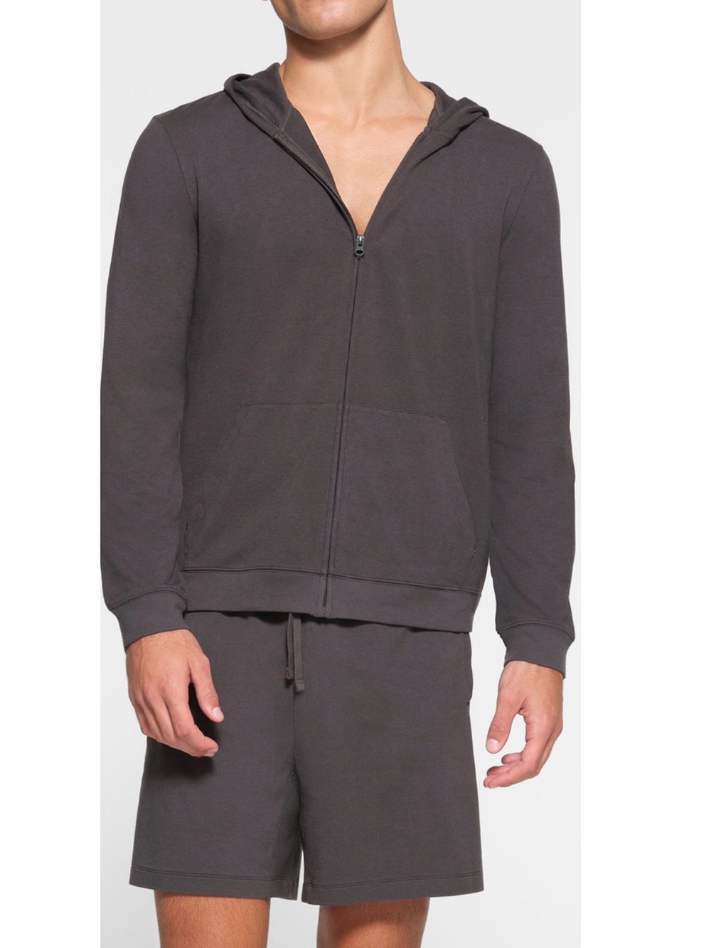 SKIMS Men's Zip Hoodie in Charcoal Gray